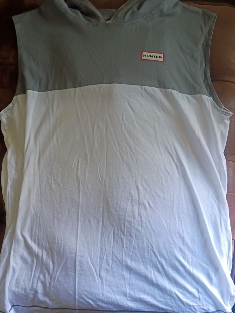 Hunter Colorblock Sleeveless Hoodie Tank - Gray & White